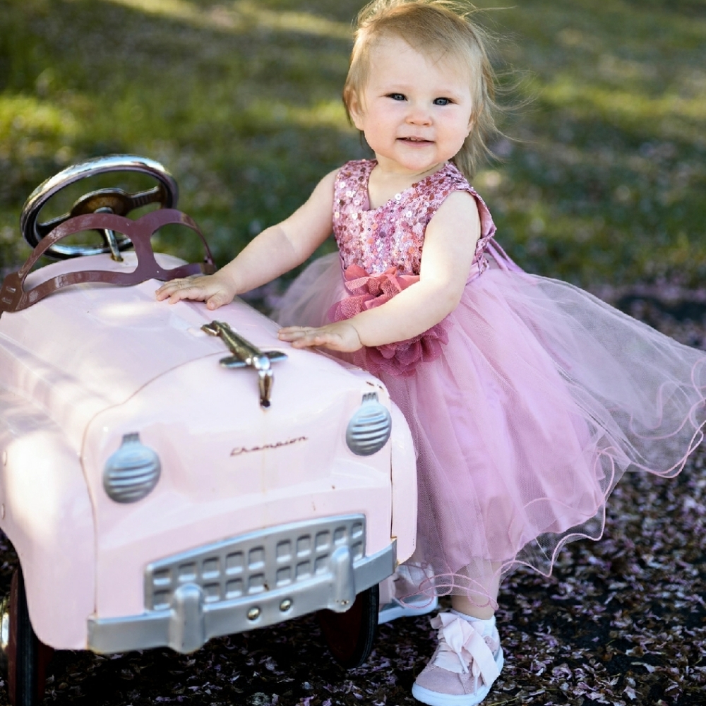 Pink sequin baby dress